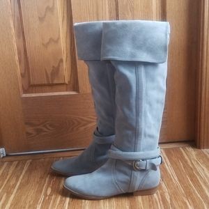 daniblack Renny Grey Suede Knee High Boots